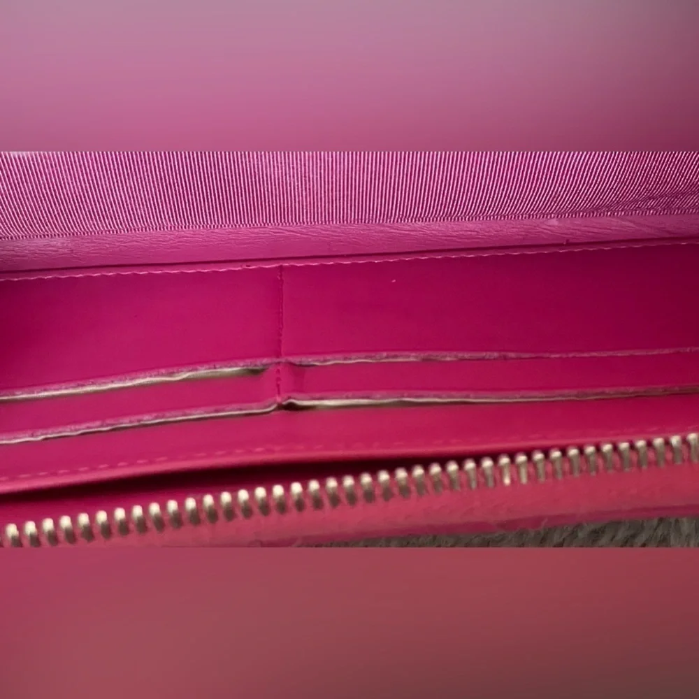Chanel Pink Caviar Zip Around Quilted Leather Zip Around Long Wallet